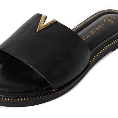 Marco Tozzi crne kožne papuče 2-27105-44-001