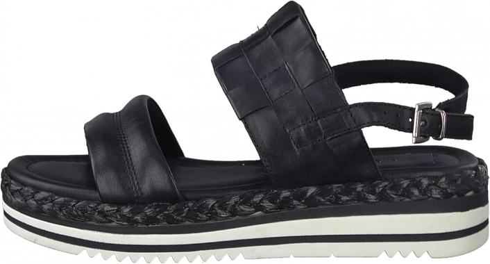 Marco Tozzi crno bele kožne sandale 2-2-28729-28