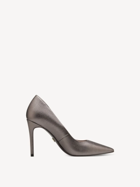 Tamaris pewter kožne štikle 1-22470-41-915