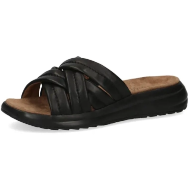 Tamaris ženske crne kožne papuče 9-9-27203-34